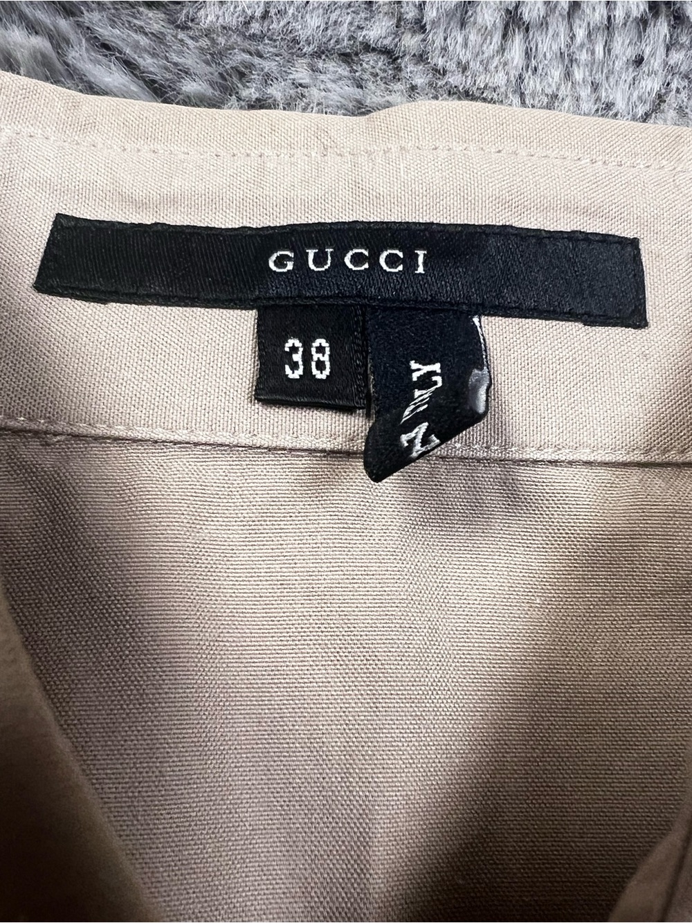 GUCCI Beige Button-Up Shirt - Classic Collared Made in ITALY 38 EU size 2 4 XS - Picture 8 of 13